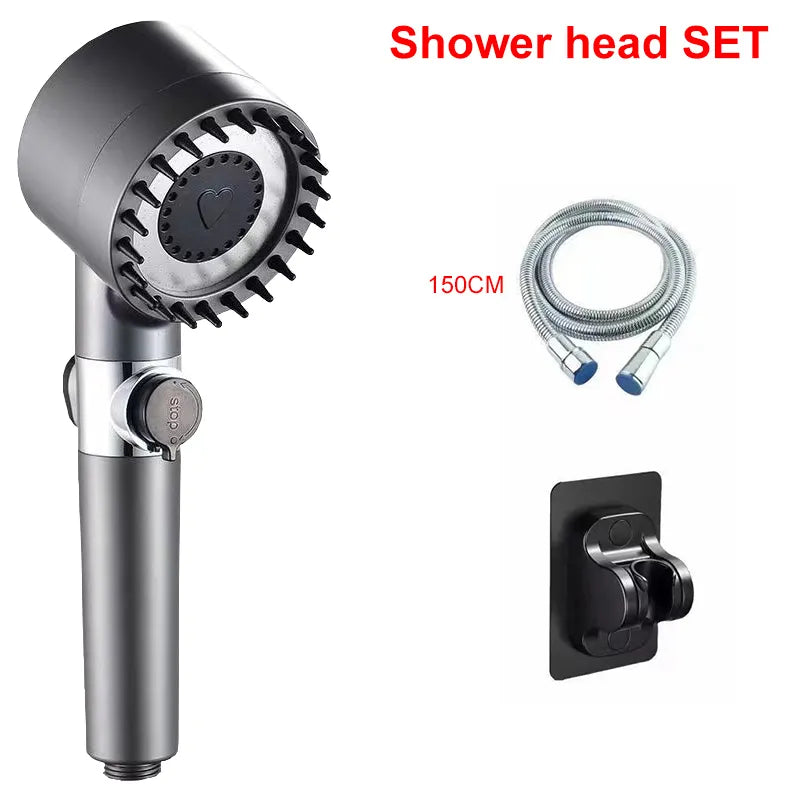 Pomme de douche de massage à haute pression, 3 modes de pulvérisation,  pomme de douche filtrée et bouton d'arrêt de l'eau pour ajuster le débit  d'eau